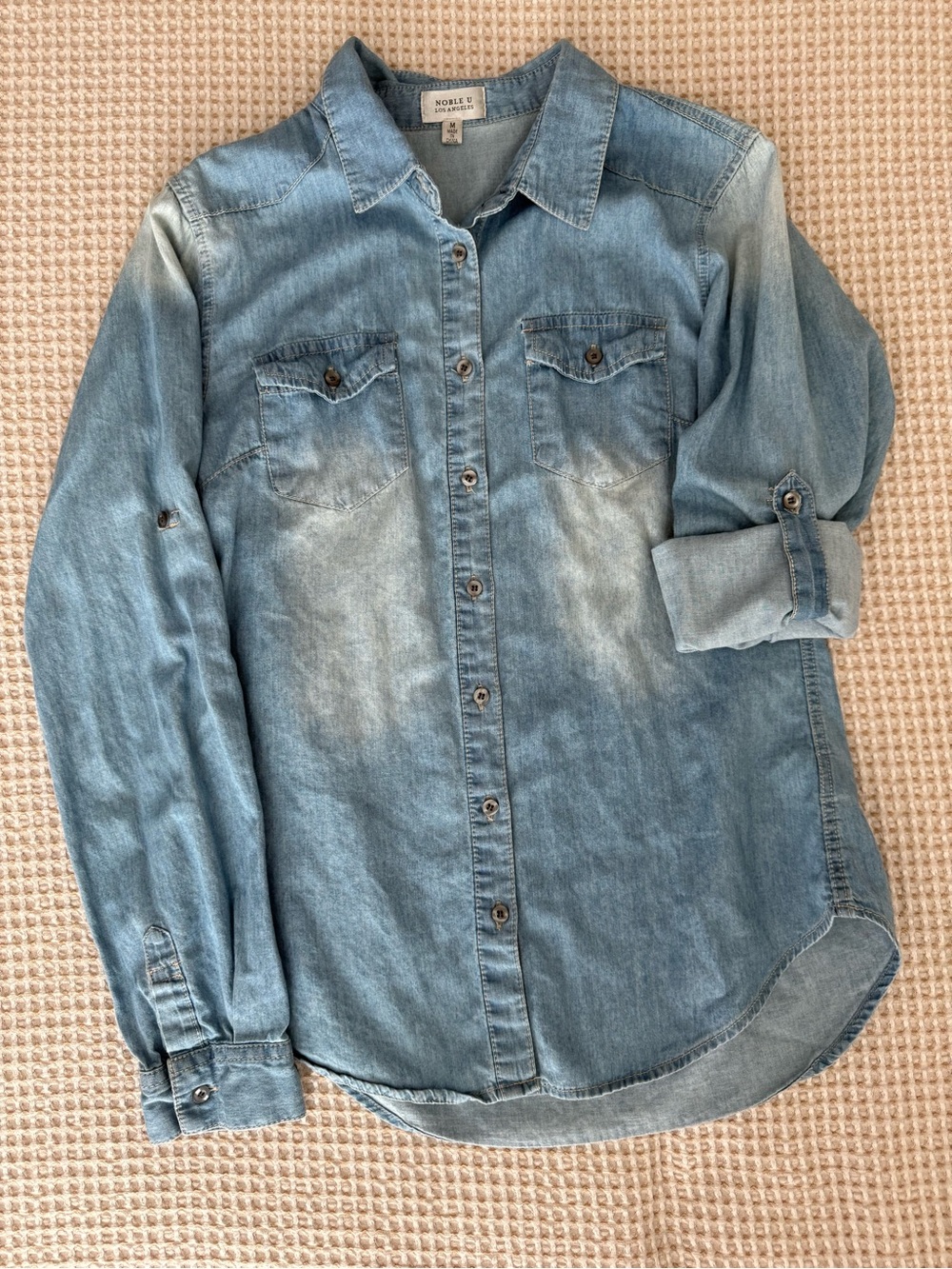 Noble U Light Wash Denim Button-Down Shirt